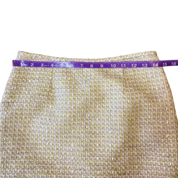 Vintage Calvin Klein Yellow Cream Tweed Pencil Skirt 2P - Picture 11 of 16